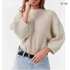 Princess Polly Beige Ribbed Cowl‎ Sweater